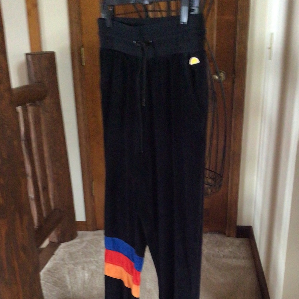 C&C California Black Velour Stripe Jogger Pants L - Picture 2 of 9